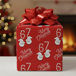 Merry Christmas Candy Cane 6-7 Meme Pattern Geschenkpapier