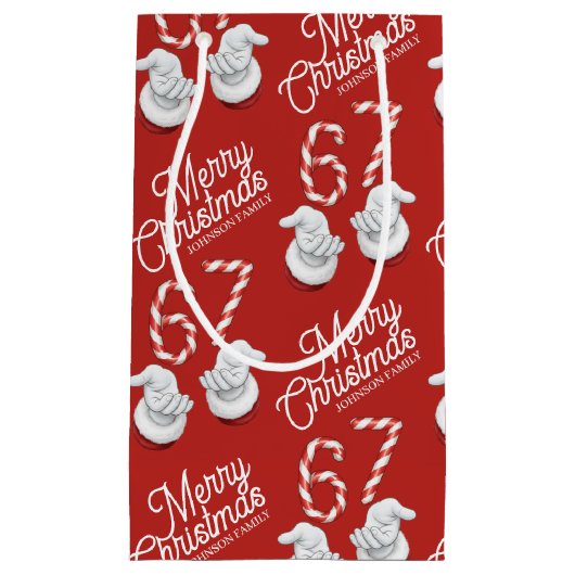 Merry Christmas Candy Cane 6-7 Meme Pattern Kleine Geschenktüte (Vorderseite)