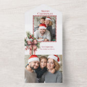 Merry Christmas Candy Cane Bow Foto All In One Einladung (Innen Boden)