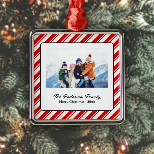 Merry Christmas Candy Cane Custom Foto Ornament Aus Metall