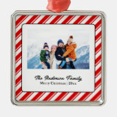 Merry Christmas Candy Cane Custom Foto Ornament Aus Metall (Vorne)