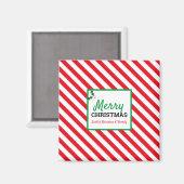 Merry Christmas Candy Cane Individuelle Name Magne Magnet (Vorderseite/Rückseite)