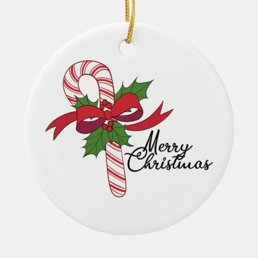 Merry Christmas Candy Cane Keramik Ornament (Vorne)