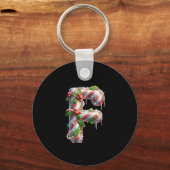 Merry Christmas Candy Cane Letter F Premium Schlüsselanhänger (Vorderseite)