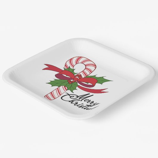 Merry Christmas Candy Cane Pappteller (Gewinkelt)