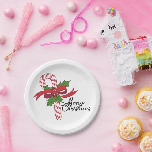 Merry Christmas Candy Cane Pappteller (Party)