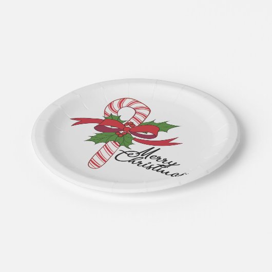 Merry Christmas Candy Cane Pappteller (Schrägansicht)