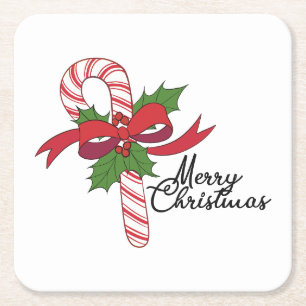 Merry Christmas Candy Cane Rechteckiger Pappuntersetzer