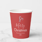 Merry Christmas Candy Cane Red Party Pappbecher (Vorderseite)