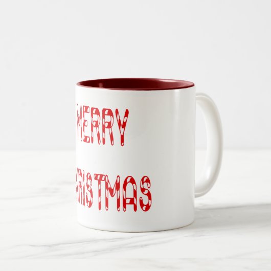 Merry Christmas Candy Cane Schriftart Zweifarbige Tasse (VorderseiteRechts)