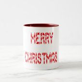Merry Christmas Candy Cane Schriftart Zweifarbige Tasse (Mittel)