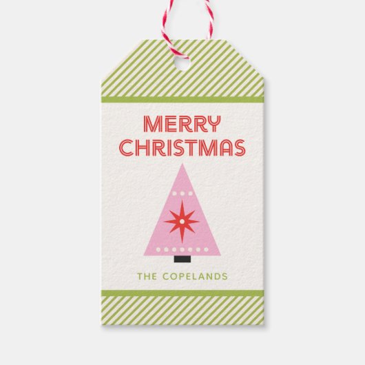 Merry Christmas Candy Cane Stripe Custom Geschenkanhänger (Vorderseite)