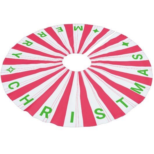 Merry Christmas Candy Cane Stripe Polyester Weihnachtsbaumdecke (Schrägansicht)