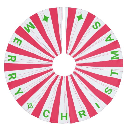 Merry Christmas Candy Cane Stripe Polyester Weihnachtsbaumdecke (Vorderseite)