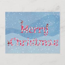 Merry Christmas Candy Cane Swirl Winter Gnomes Postkarte