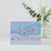Merry Christmas Candy Cane Swirl Winter Gnomes Postkarte (Stehend Vorderseite)