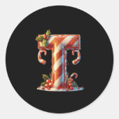 Merry Christmas Candy Cane T Design Tank Top  Runder Aufkleber (Vorderseite)