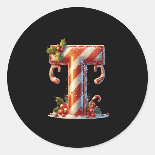 Merry Christmas Candy Cane T Design Tank Top Runder Aufkleber (Vorderseite)