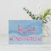 Merry Christmas Candy Cane Winter Gnomes Custom Karte (Stehend Vorderseite)