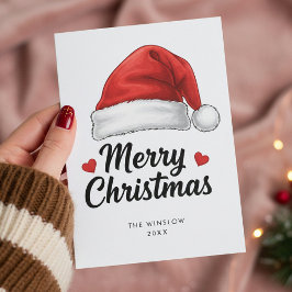 Merry Christmas Card – Custom Name & Year, Modern Feiertagskarte