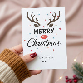 Merry Christmas Card – Custom Name & Year, Modern  Feiertagskarte