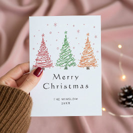 Merry Christmas Card – Custom Name & Year, Modern Feiertagskarte
