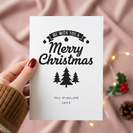 Merry Christmas Card – Custom Name & Year, Modern Feiertagskarte