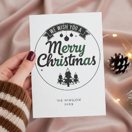 Merry Christmas Card – Custom Name & Year, Modern Feiertagskarte