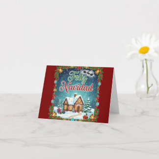 Merry Christmas Card – Snowy Cottage Winter Scene Karte