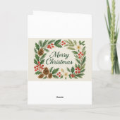 Merry Christmas Card Winter Florals Pine Branches Karte (Rückseite)
