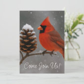 Merry Christmas Cardinal Einladung (Stehend Vorderseite)