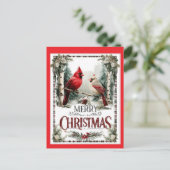 Merry Christmas Cardinal Illustration Postkarte (Stehend Vorderseite)