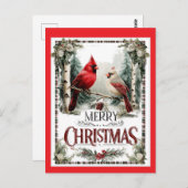 Merry Christmas Cardinal Illustration Postkarte (Vorne/Hinten)