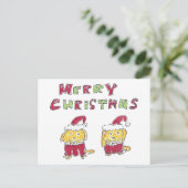 Merry Christmas Cartoon Yellow Labs  Feiertagspostkarte (Stehend Vorderseite)