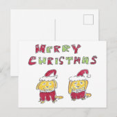 Merry Christmas Cartoon Yellow Labs  Feiertagspostkarte (Vorne/Hinten)
