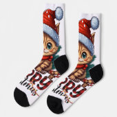 Merry Christmas Cat 2025 Socken (Linkes Detail)