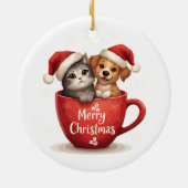 Merry Christmas Cat and Dog in Mug, Cute Pet Keramik Ornament (Hinten)