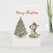 Merry Christmas Cat Card Cute Cat Tangled Karte (Vorderseite)