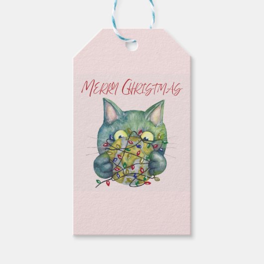  Merry Christmas Cat Geschenkanhänger (Vorderseite)