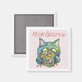 Merry Christmas Cat Magnet (Vorderseite/Rückseite)