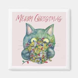 Merry Christmas Cat Magnet