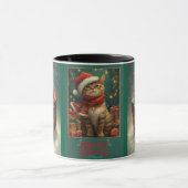 Merry Christmas Cat Red and Green Mug Tasse (Zentrum)
