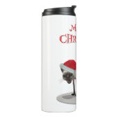 Merry Christmas. Cat with Santa hat Thermosbecher (Nach links gedreht)