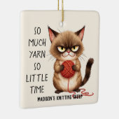 Merry Christmas Cat With Yarn Gift For Knitters Keramikornament (Rechts)