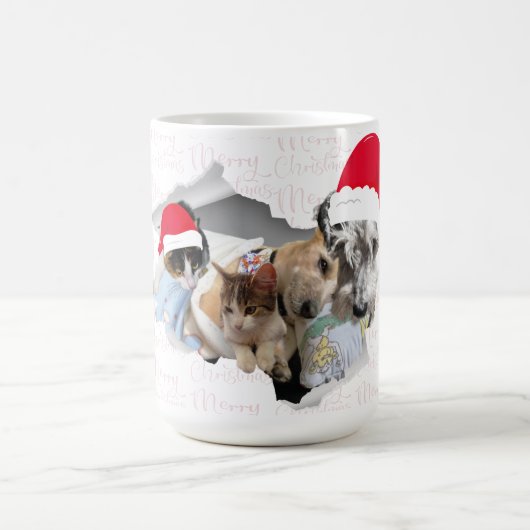 Merry Christmas cats and dogs mug Kaffeetasse (Mittel)
