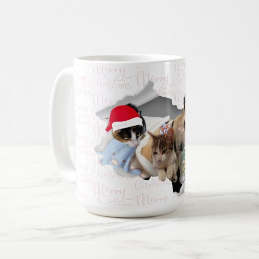 Merry Christmas cats and dogs mug Kaffeetasse (Vorderseite Links)