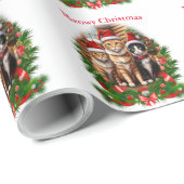 Merry Christmas Cats Geschenkpapier (Rolleneckpunkt)