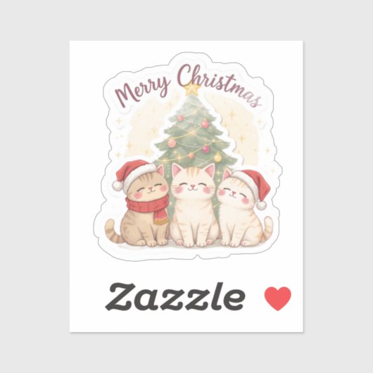 Merry Christmas Cats Sticker (Blatt)