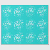 Merry Christmas Chalk Calligraphy Aquamarin Blue S Geschenkpapier (Flach)
