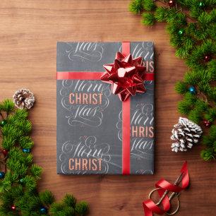 Merry CHRISTmas Chalk Christlich Christ Kalligraph Geschenkpapier